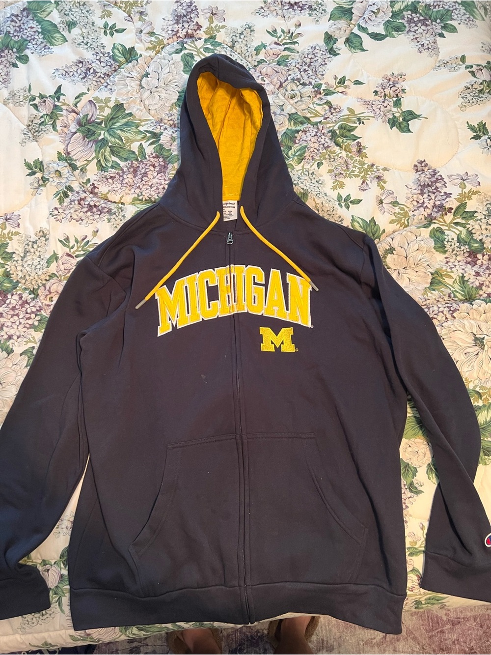 Champions Michigan Wolverines Full Zip Hoodie Blue Mens Size XL